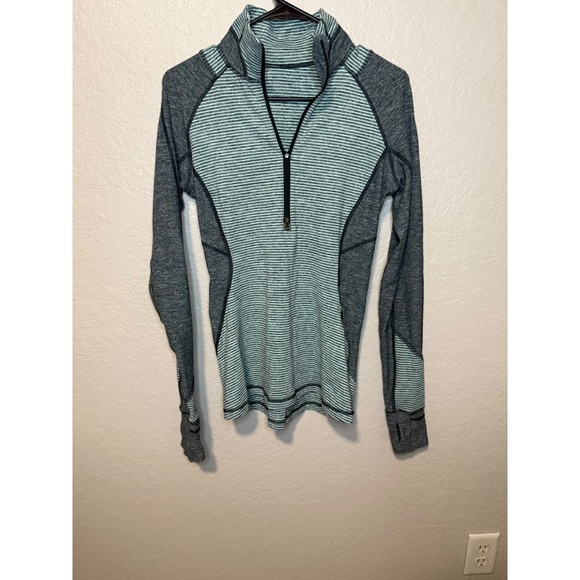 lululemon athletica Tops - Lululemon Striped Quarter Zip Pullover Top Athletic Activewear Size 6
